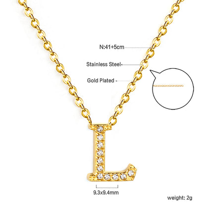 A-Z monogrammed pendant necklace with white diamonds 41+5cm asonjewelry