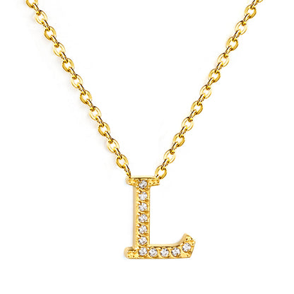 A-Z monogrammed pendant necklace with white diamonds 41+5cm asonjewelry