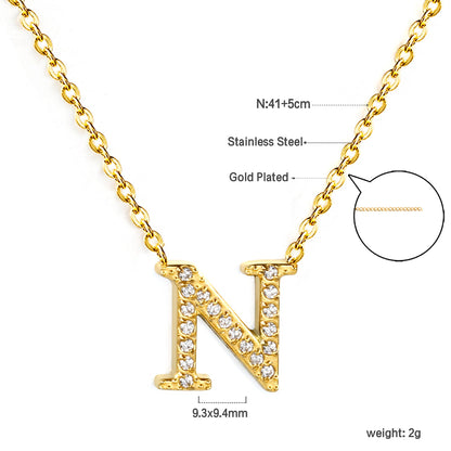 A-Z monogrammed pendant necklace with white diamonds 41+5cm asonjewelry