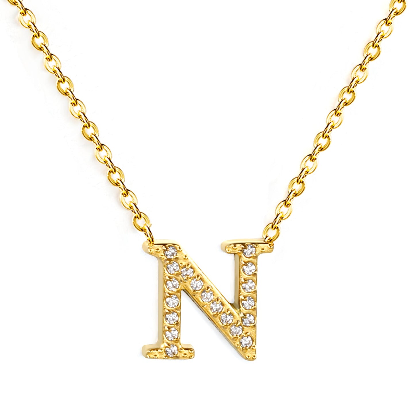 A-Z monogrammed pendant necklace with white diamonds 41+5cm asonjewelry