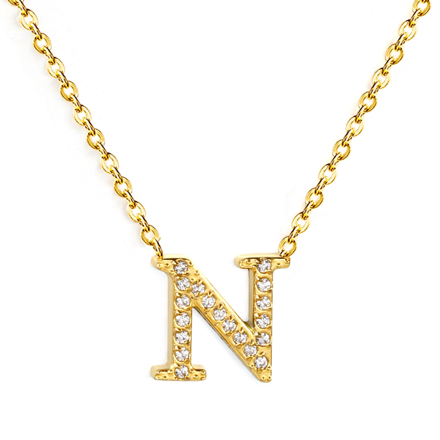 A-Z monogrammed pendant necklace with white diamonds 41+5cm asonjewelry