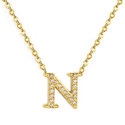 A-Z monogrammed pendant necklace with white diamonds 41+5cm asonjewelry