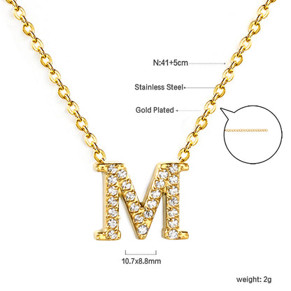 A-Z monogrammed pendant necklace with white diamonds 41+5cm asonjewelry