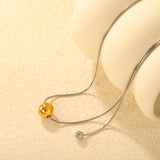 12mm Gold Bead 1.2mm Round Snake Chain 60cm Sweater Chain Necklace Two-Tone/Gold