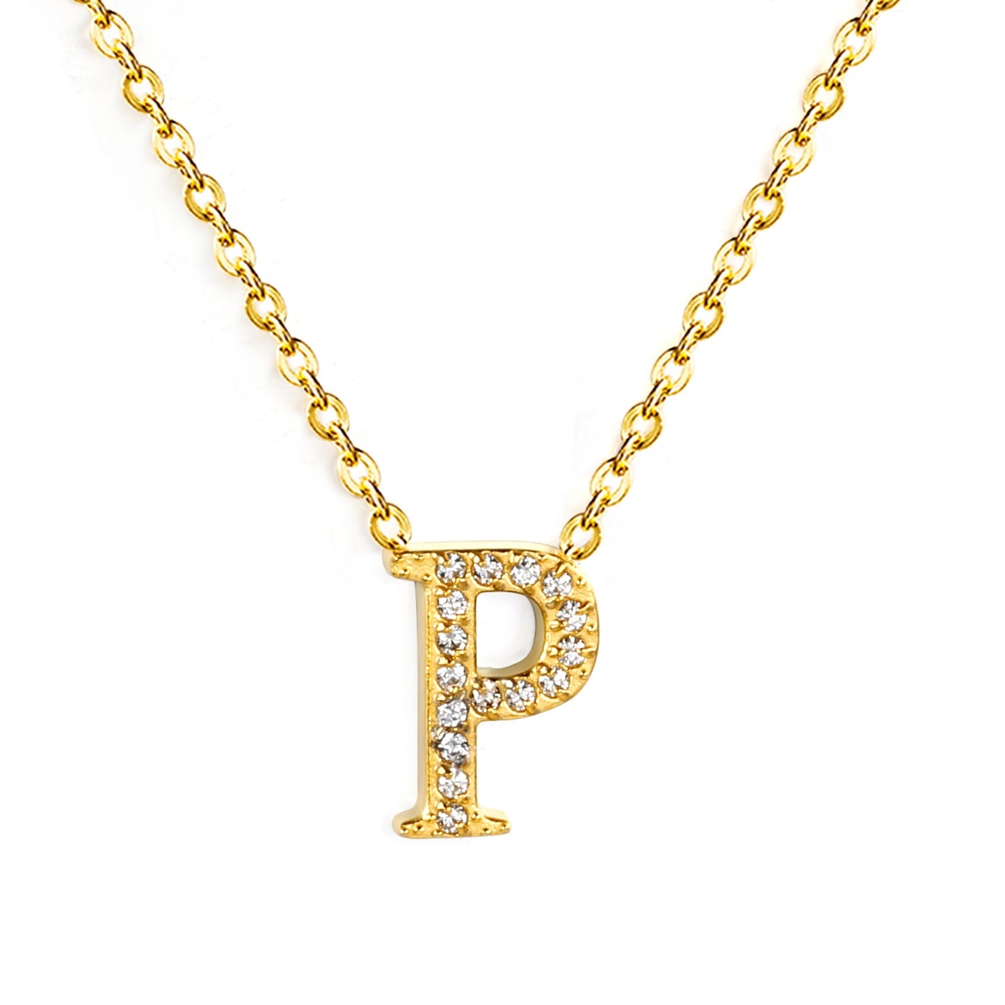 A-Z monogrammed pendant necklace with white diamonds 41+5cm asonjewelry