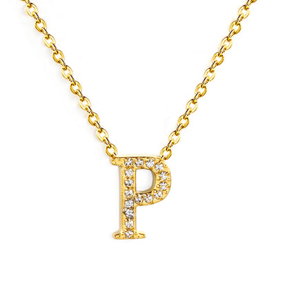 A-Z monogrammed pendant necklace with white diamonds 41+5cm asonjewelry
