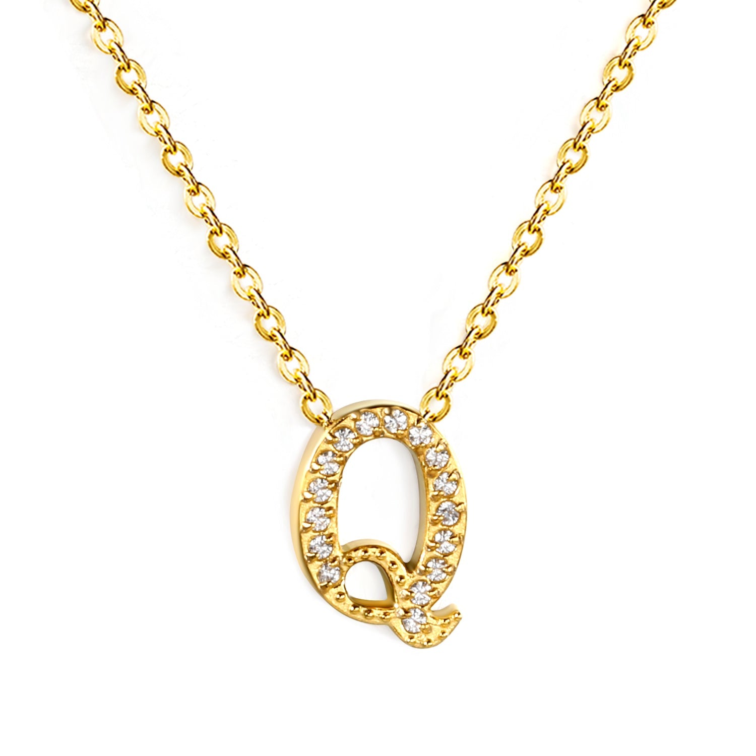 A-Z monogrammed pendant necklace with white diamonds 41+5cm asonjewelry