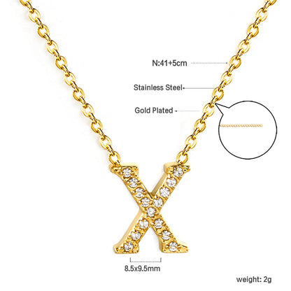 A-Z monogrammed pendant necklace with white diamonds 41+5cm asonjewelry