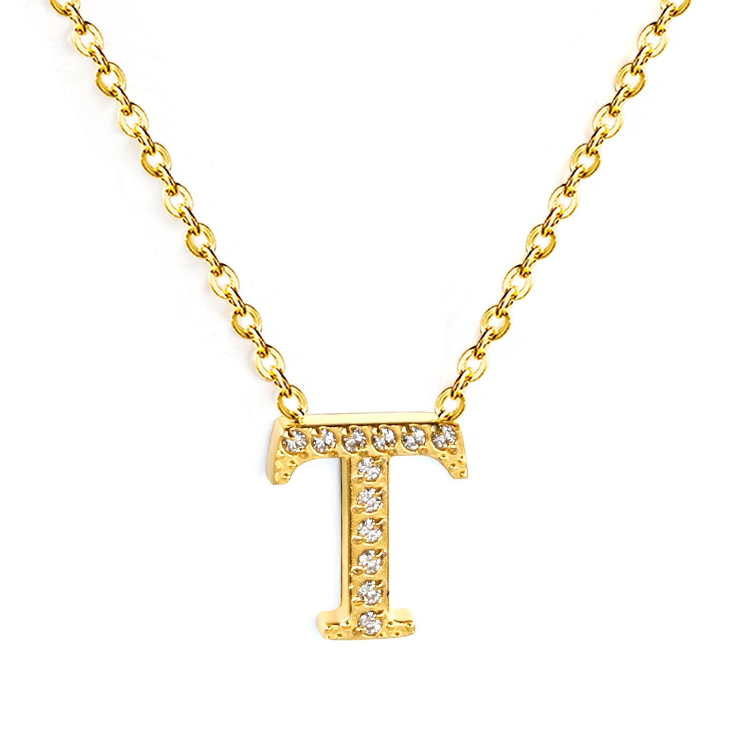 A-Z monogrammed pendant necklace with white diamonds 41+5cm asonjewelry