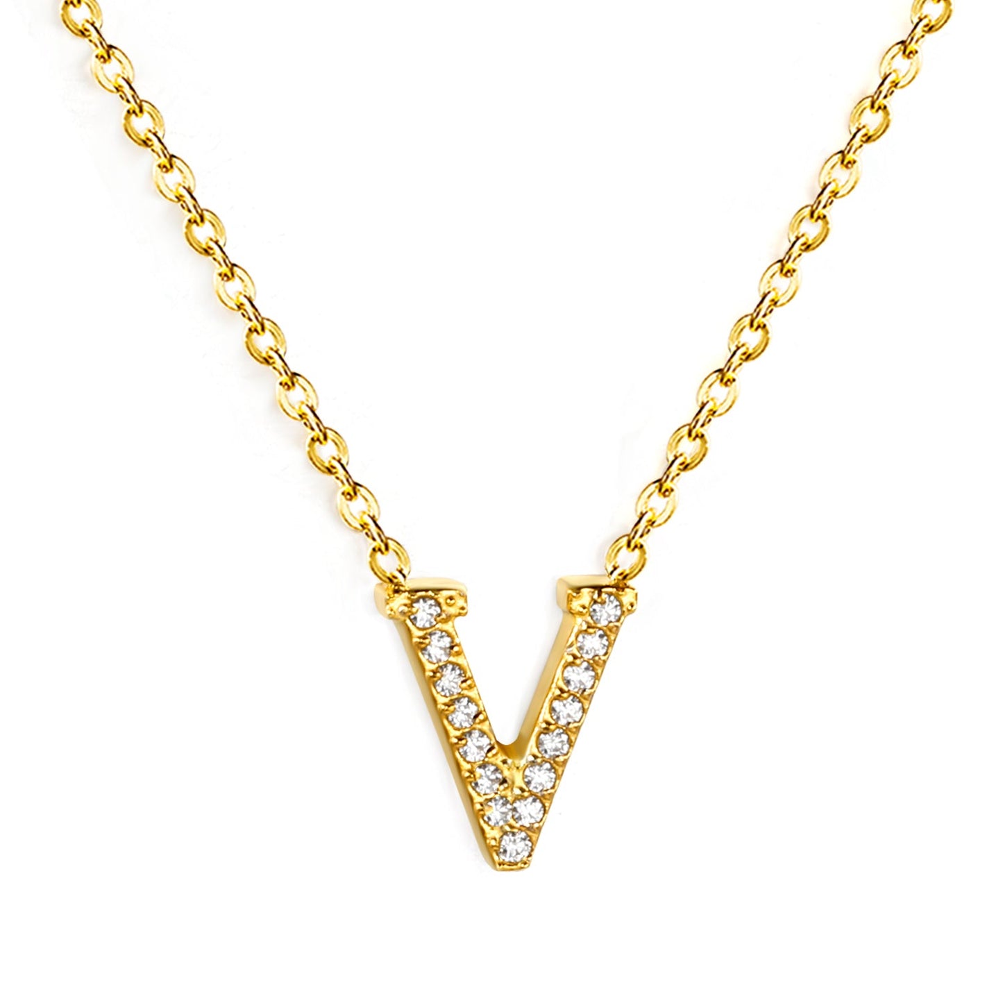 A-Z monogrammed pendant necklace with white diamonds 41+5cm asonjewelry