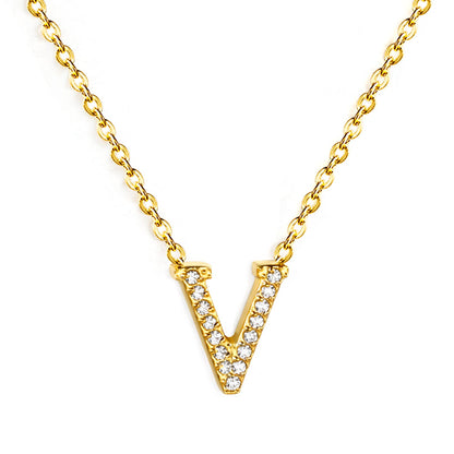 A-Z monogrammed pendant necklace with white diamonds 41+5cm asonjewelry