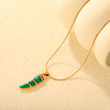 10*29mm Ivory-Inlaid White Cat's Eye/Turquoise 1.0mm Round Snake Chain 50+5cm + 6mm Round End Cap Necklace Gold