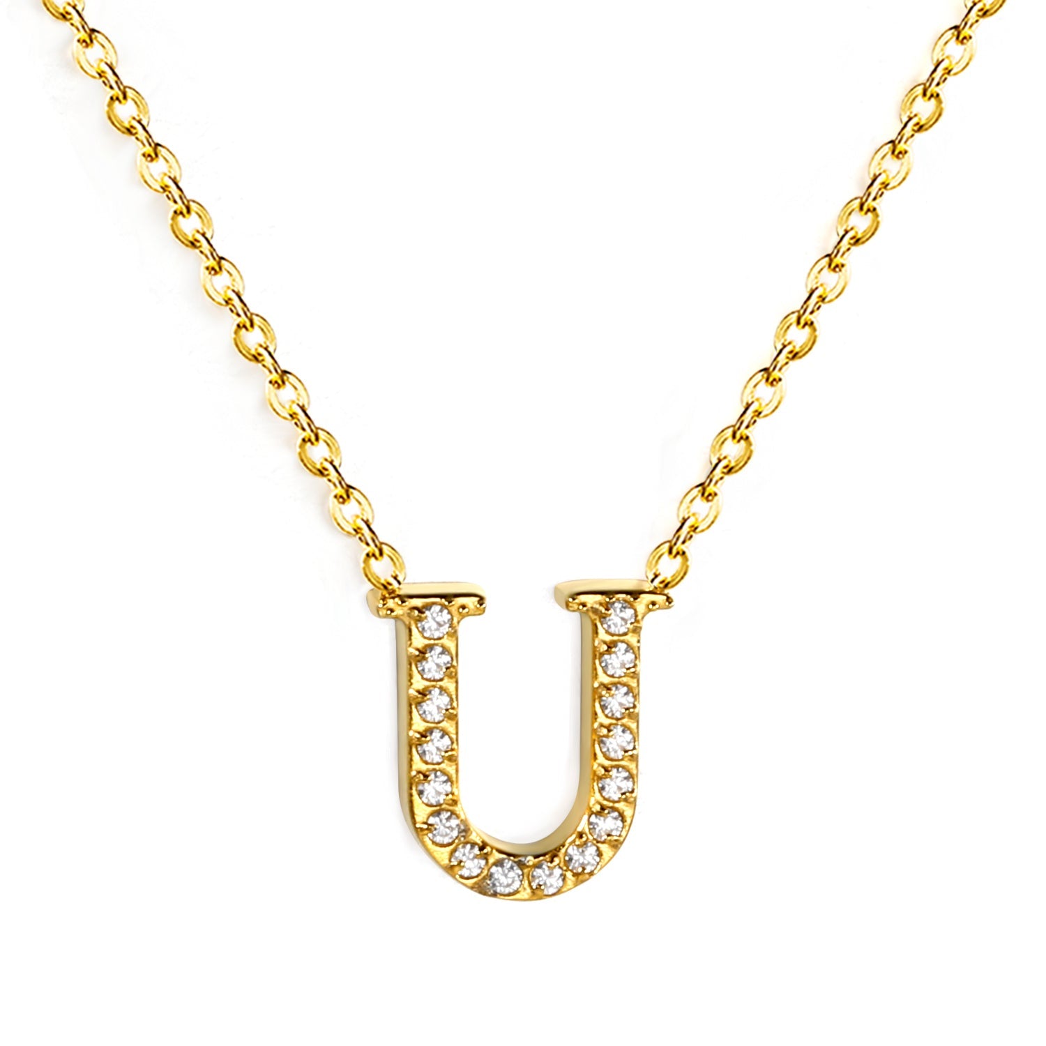 A-Z monogrammed pendant necklace with white diamonds 41+5cm asonjewelry
