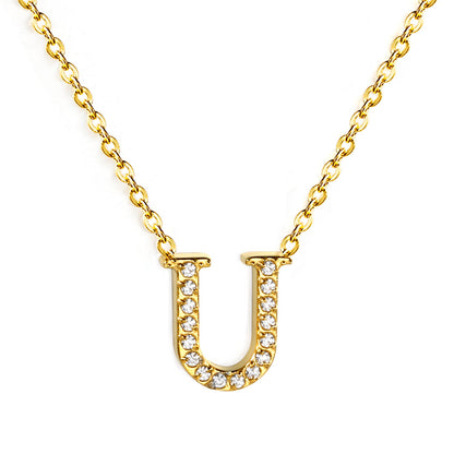 A-Z monogrammed pendant necklace with white diamonds 41+5cm asonjewelry