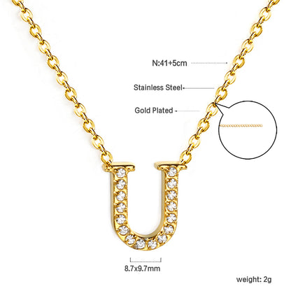 A-Z monogrammed pendant necklace with white diamonds 41+5cm asonjewelry