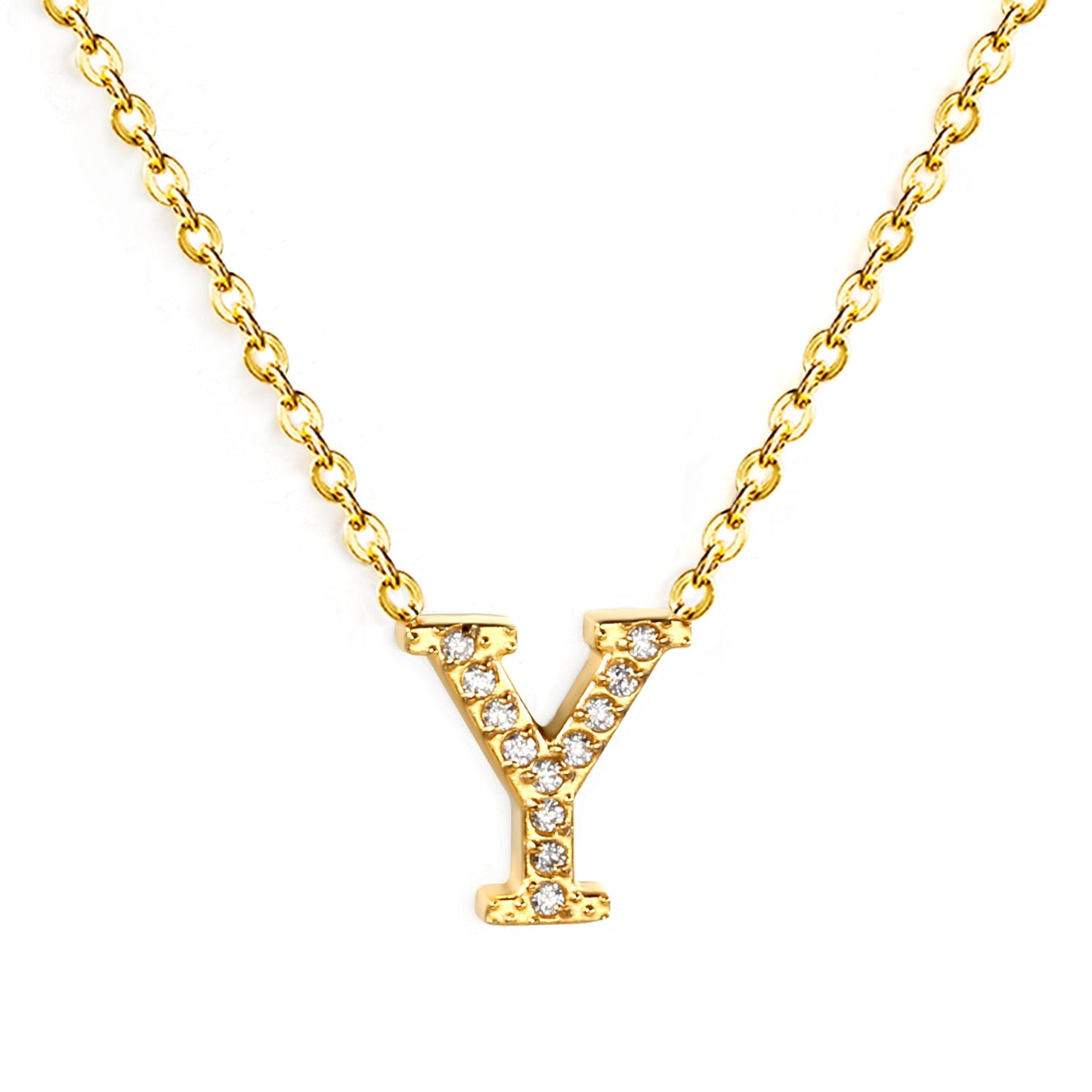 A-Z monogrammed pendant necklace with white diamonds 41+5cm asonjewelry