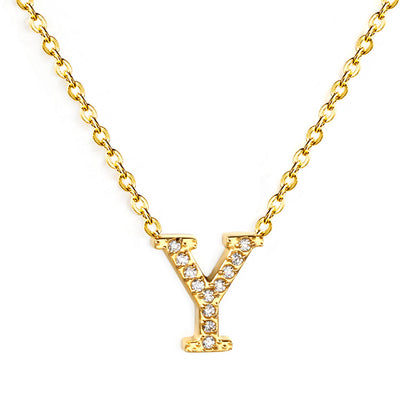 A-Z monogrammed pendant necklace with white diamonds 41+5cm asonjewelry