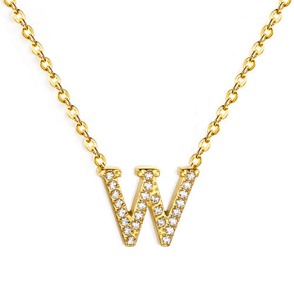 A-Z monogrammed pendant necklace with white diamonds 41+5cm asonjewelry