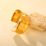 35mm Width 60mm Inner Diameter Irregular Wide Polished V-Shape Cuff Bracelet Gold