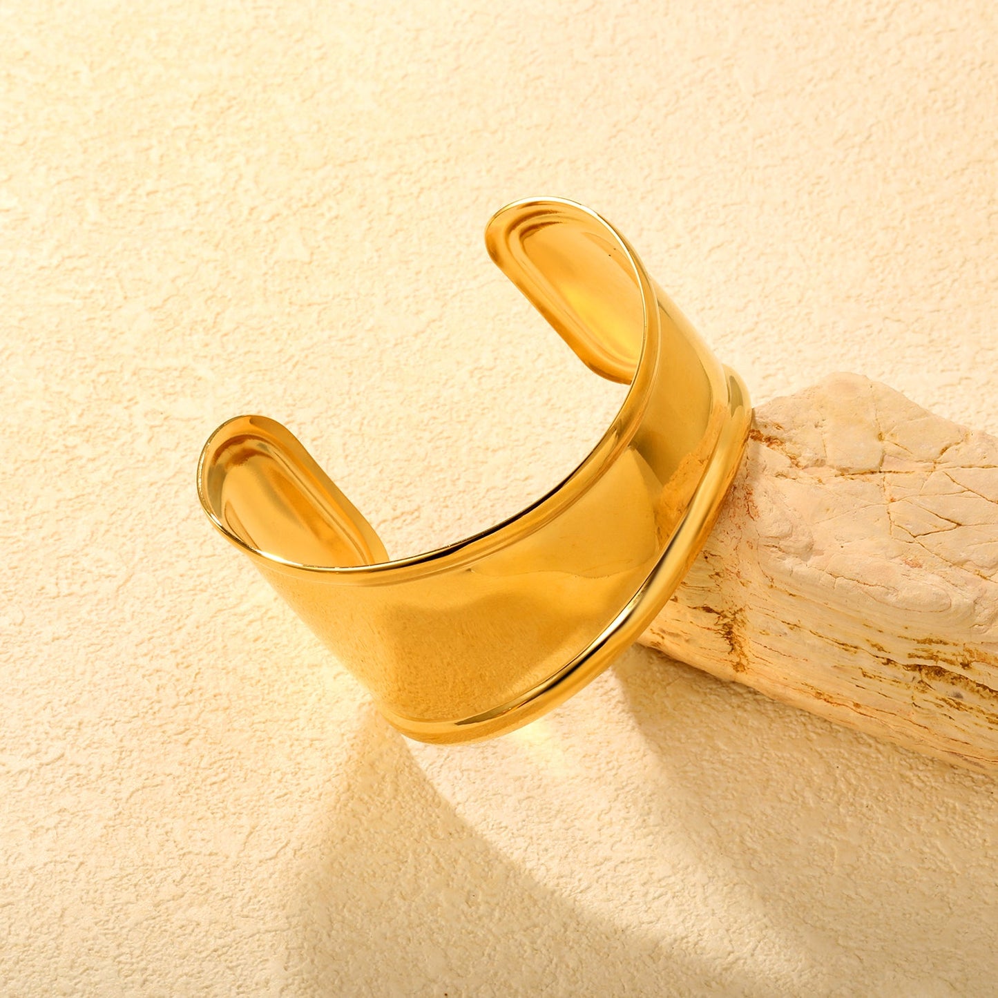 30mm wide, 60mm inner diameter, irregular wide polished geometric bracelet, gold asonjewelry