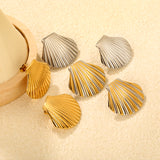 32.4*29.2mm Shell Stud Earrings Steel Gray/Two-Tone/Gold