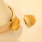 32.4*29.2mm Shell Stud Earrings Steel Gray/Two-Tone/Gold
