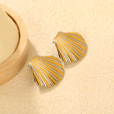 32.4*29.2mm Shell Stud Earrings Steel Gray/Two-Tone/Gold