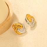 20*25.3mm Irregular Color-Blocked Geometric Lines Studs, Two-Tone