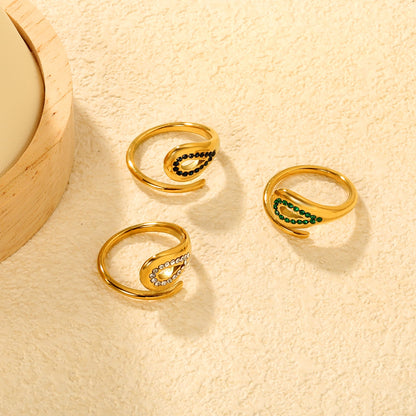 Wholesale 18K Gold Plated Teardrop Gemstone Ring Set Hypoallergenic asonjewelry