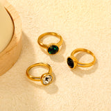 Wholesale 18K Gold Plated Solitaire Gemstone Ring Set Hypoallergenic