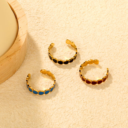 Wholesale 18K Gold Plated Enamel Heart Cuff Bracelet Set Hypoallergenic asonjewelry