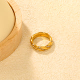 Wholesale 18K Gold Plated Twisted Diamond & Emerald Band Set Hypoallergenic