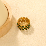 Wholesale 18K Gold Plated Geometric Diamond & Emerald Earring Set Hypoallergenic