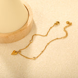 4.4mm 3 round diamonds 8.5*10mm heart-shaped pendant 20+5cm+6mm round tag chain anklet gold