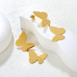 19.8*25mm Polished Swinging Tassel Butterfly Stud Earrings, Gold