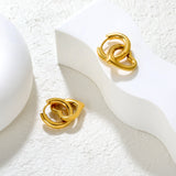 3.0*10mm Steel-Colored Ear Hooks + 14.5*16.2mm Gold-Plated Heart Earrings Two-Tone/Gold