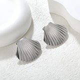 32.4*29.2mm Shell Stud Earrings Steel Gray/Two-Tone/Gold