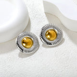 31.5mm Threaded Poached Egg Stud Earrings, Two-Tone Gold