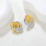 20*25.3mm Irregular Color-Blocked Geometric Lines Studs, Two-Tone