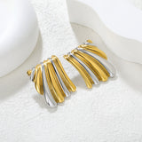 23.2mm*30.5mm Square Two-Tone Wavy Texture Stud Earrings, Two-Tone Gold