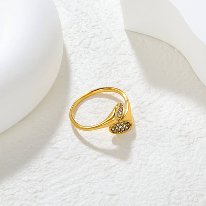 Wholesale 18K Gold Plated Double Crystal Cluster Open Ring Hypoallergenic asonjewelry