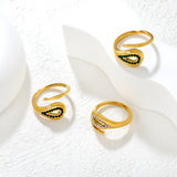 Wholesale 18K Gold Plated Teardrop Gemstone Ring Set Hypoallergenic