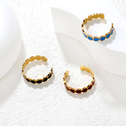 Wholesale 18K Gold Plated Enamel Heart Cuff Bracelet Set Hypoallergenic asonjewelry