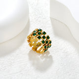 Wholesale 18K Gold Plated Geometric Diamond & Emerald Earring Set Hypoallergenic