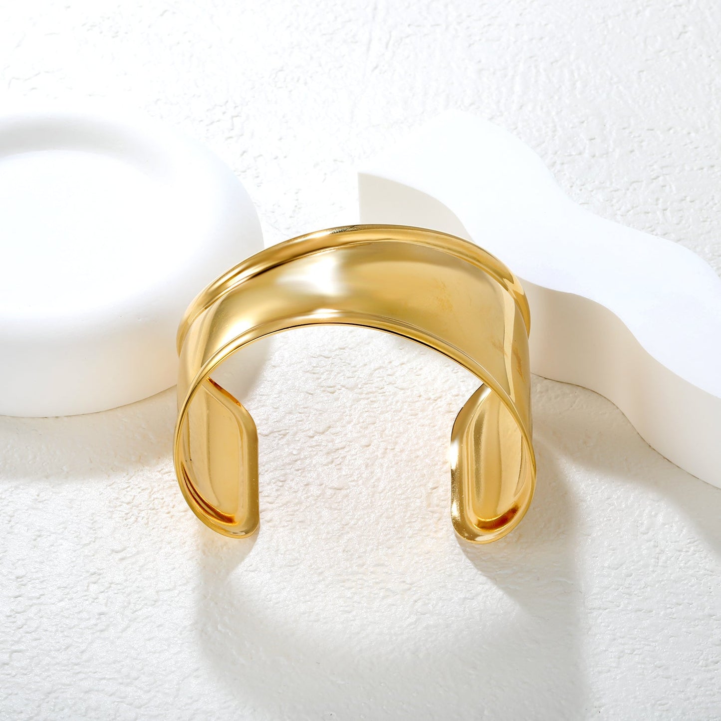 30mm wide, 60mm inner diameter, irregular wide polished geometric bracelet, gold asonjewelry