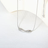 35.7*9.5mm Hollow Smile-Shaped Pendant 1.2mm Round Snake Chain 40+5cm + 6mm Round End Cap Necklace Steel/Gold