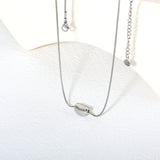 11.4*8.3mm Sugar Bean Pendant 1.0mm Square Link Chain 40+5cm + 6mm Round Tag Necklace Steel/Gold