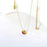 11.4*9mm Heart-Shaped Red Oil Drop 0.3 Cross Hammer Round 40+5cm+6mm Round Tag Necklace Gold