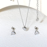 Heart-Shaped Zirconia Set Gold/Steel Earrings: 6mm Pendant: 6mm 0.3mm Cross Chain 40+5cm + 6mm Round Tag