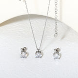 Round Zirconia Set Gold/Steel Earrings: 7mm Pendant: 7mm 0.3mm Cross Chain 40+5cm + 6mm Round Tag